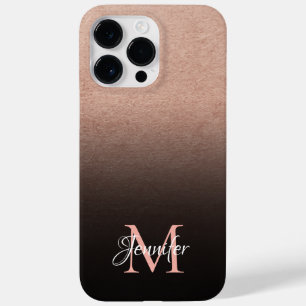 Schwarze Ombre Rose Gold Foil Texture Foto Monogra Case-Mate iPhone 14 Pro Max Hülle