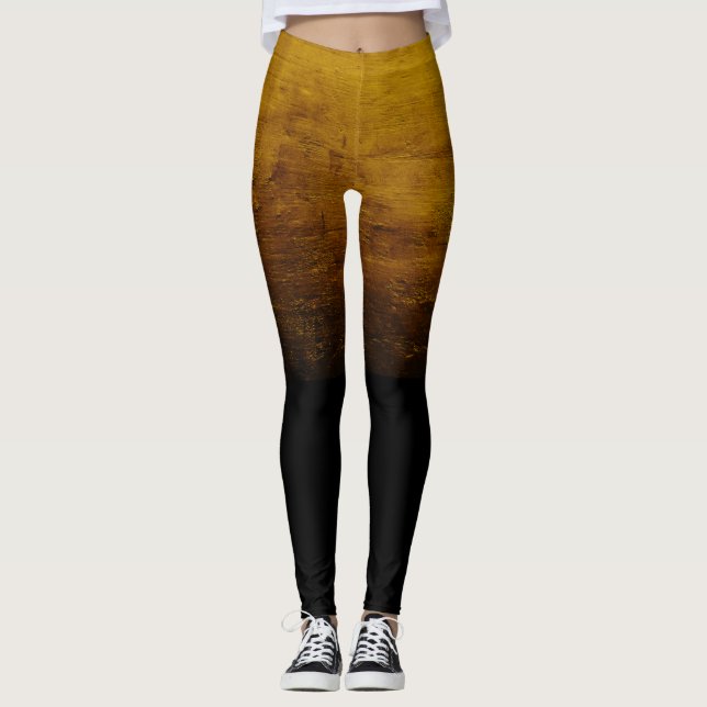 Schwarze Ombré-Struktur - Gold Leggings (Vorderseite)