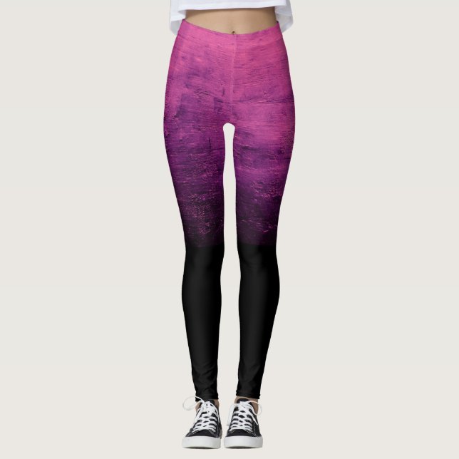 Schwarze Ombré-Struktur - Pink Leggings (Vorderseite)