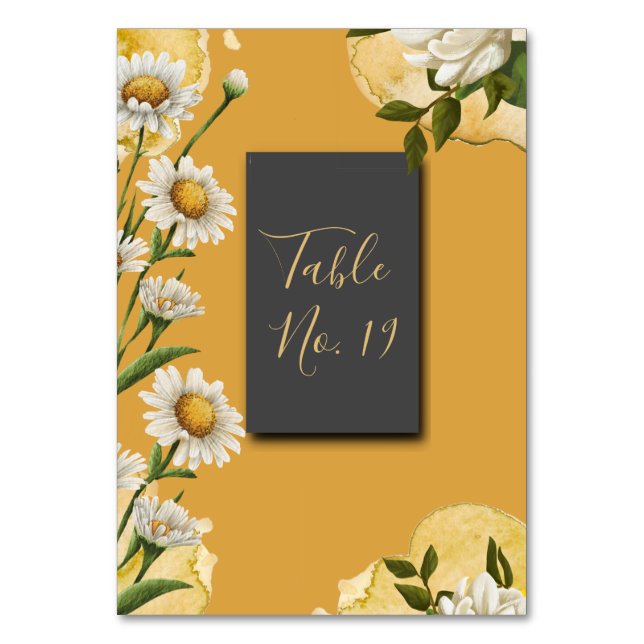 Schwarze Onyx Retro, weiße orange Margaret Table C Tischnummer (Vorderseite)