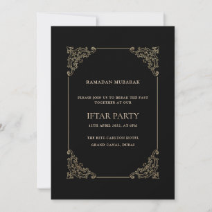 Schwarze opulente Barockrahmen-Schrift Iftar-Party Einladung