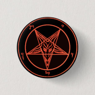 Schwarze/orange Baphomet Buttone Button