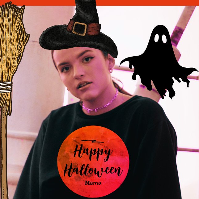 Schwarze Orange Dunkle Typografie Vollmond Hallowe T-Shirt (Von Creator hochgeladen)