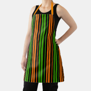 Schwarze Orange Grüne Vertikale Streifen Design Schürze