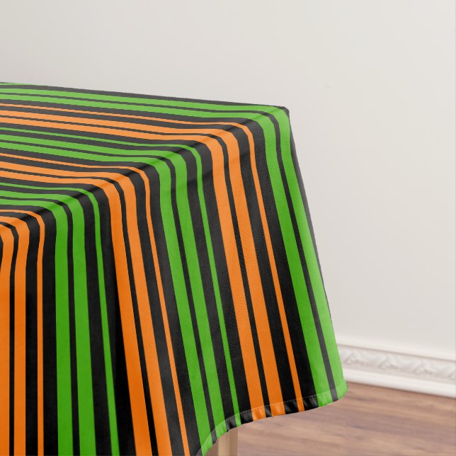 Schwarze Orange Grüne Vertikale Streifen Design   Tischdecke (Beispiel)