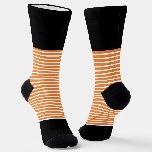Schwarze + orange horizontale Streifen Socken (Gewinkelt)