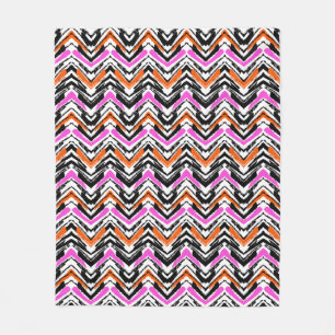 Schwarze, orange und rosa Hand gezeichnetes Fleecedecke