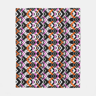 Schwarze, orange und rosa Hand gezeichnetes Fleecedecke