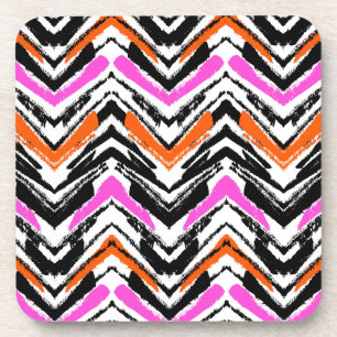 Schwarze, orange und rosa Hand gezeichnetes Getränkeuntersetzer