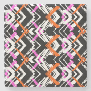 Schwarze, orange und rosa Hand gezeichnetes Steinuntersetzer