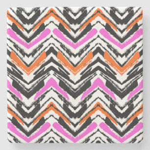 Schwarze, orange und rosa Hand gezeichnetes Steinuntersetzer