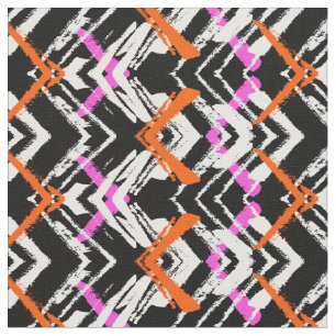 Schwarze, orange und rosa Hand gezeichnetes Stoff