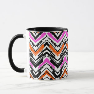 Schwarze, orange und rosa Hand gezeichnetes Tasse