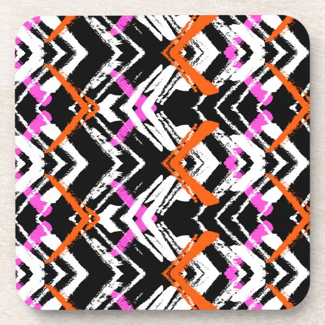 Schwarze, orange und rosa Hand gezeichnetes Untersetzer (Vorderseite)