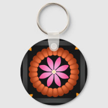 Schwarze orangefarbene pinkfeste Blumenmandala