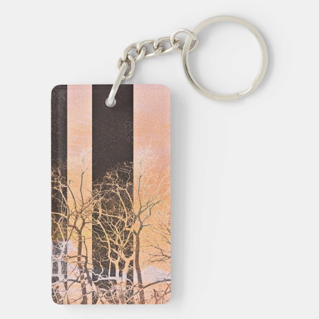 Schwarze Orangenbäume zweigen die digitale Kunst a Schlüsselanhänger (Rückseite)