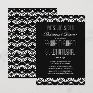 Schwarze orientalische Art Deco-Probe-Dinnerparty Einladung