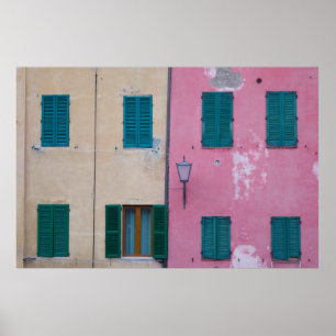 SCHWARZE OUTDOOR-SCONCE AUF PINK-GESTALTETE WAND POSTER