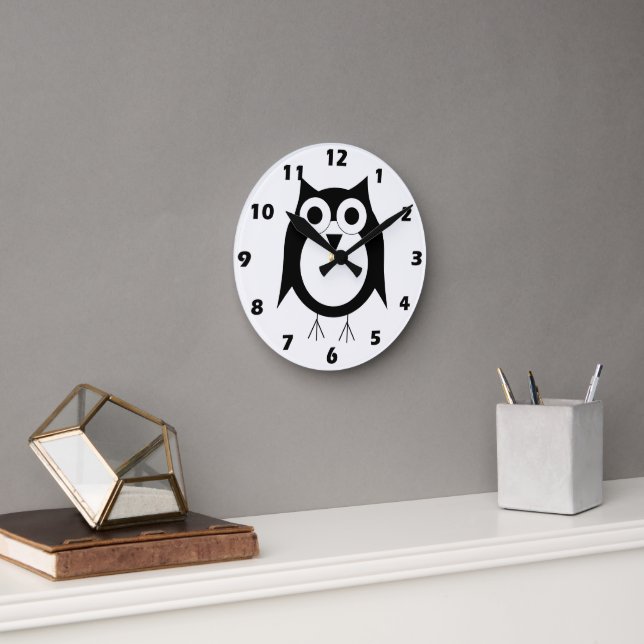 Schwarze Owl Design Wall Clock Runde Wanduhr (Büro)