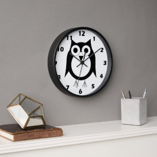 Schwarze Owl Design Wall Clock Uhr
