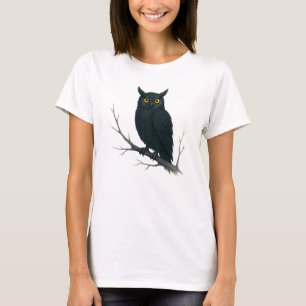 Schwarze Owl Illustration - geheimnisvoll T-Shirt