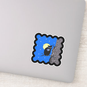 Schwarze Owl-Mond-Sterne sitzen in Baumwache-Grenz Aufkleber