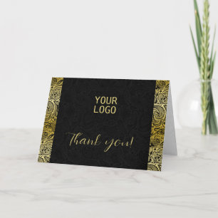 Schwarze Paisley-Muster Gold Akzent Danke Karte