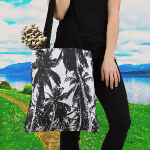 Schwarze Palmen große Schultertasche