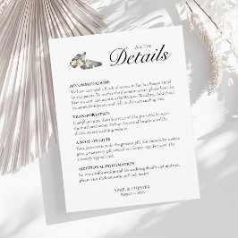 Schwarze Palmwedding-Details-Karte  Begleitkarte