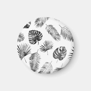 Schwarze Palmwedel: nahtloses Vintage-Muster. Magnet
