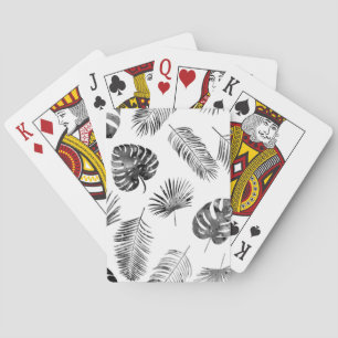 Schwarze Palmwedel: nahtloses Vintage-Muster. Spielkarten