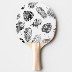 Schwarze Palmwedel: nahtloses Vintage-Muster. Tischtennis Schläger