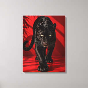 Schwarze Panther-Leinwand-Wandkunst, Raubtier Groß Leinwanddruck