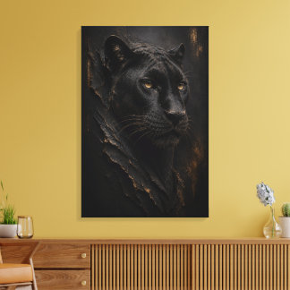 Schwarze Panther-Skulpturale 3D-Luxus-Fine-Art Leinwanddruck