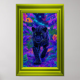 Schwarze Panther-Wandkunst mit lebendigen Farben Poster