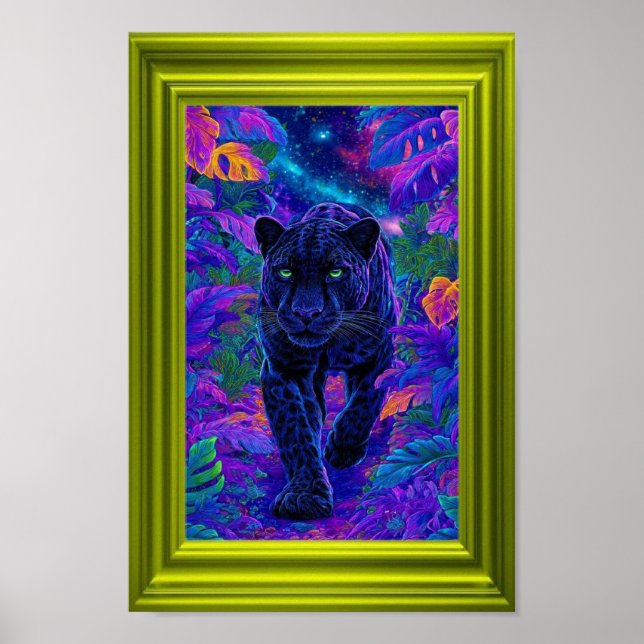 Schwarze Panther-Wandkunst mit lebendigen Farben Poster (Vorne)