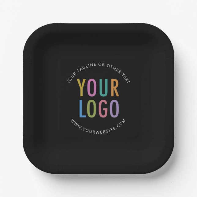 Schwarze Papier-Teller mit individuellem Logo bedr Pappteller (Vorderseite)