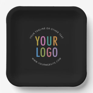 Schwarze Papiere Teller 23 cm Individuelles Logo G