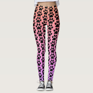 Schwarze Paw Drucke Rose Gold Pink Glittery Ombre Leggings