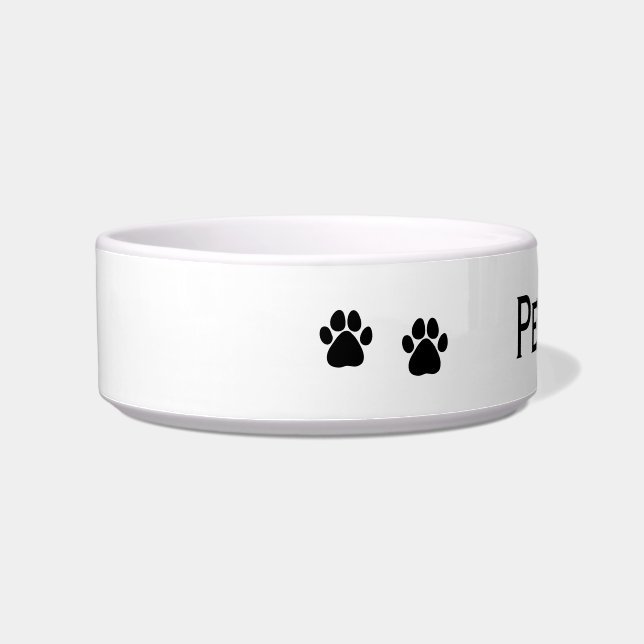 Schwarze Paw druckt Personalisierte Pet Bowl Napf (Links)