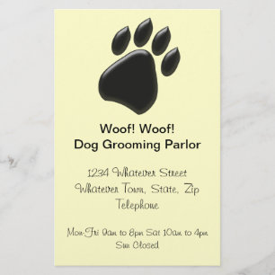 Schwarze Paw Print Design Dog Groomor Flyer