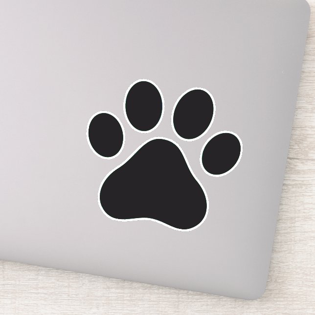 Schwarze Paw Print Vinyl Sticker (Detail)