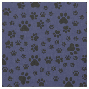 Schwarze Paw-Prints auf dunkelblau Stoff