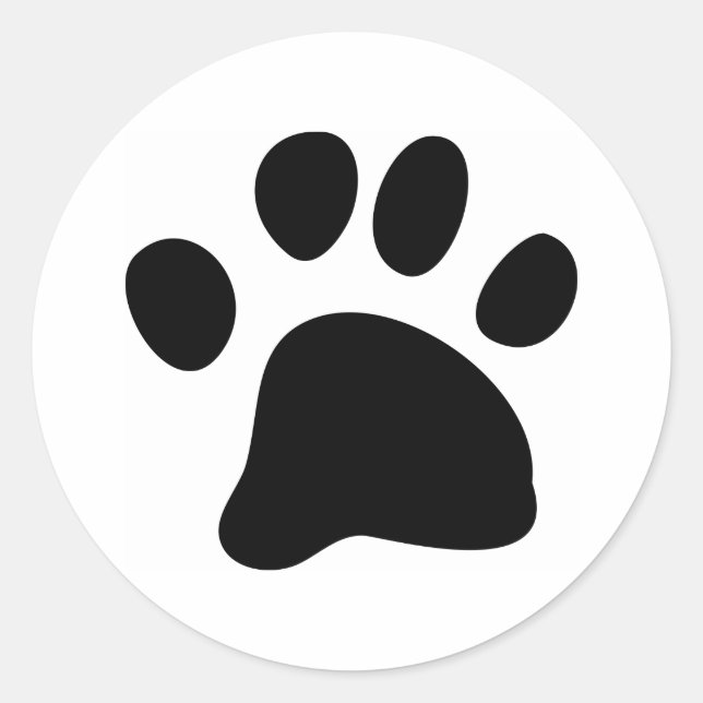 Schwarze Paw Runder Aufkleber (Vorderseite)