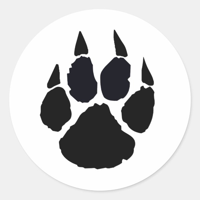 Schwarze Paw Runder Aufkleber (Vorderseite)