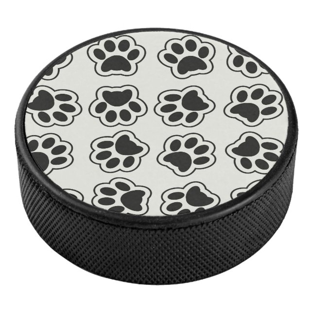 Schwarze Paws, Hundepfähle, Katzenpfähle, Kontur Eishockey Puck (3/4)