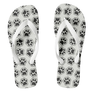 Schwarze Paws, Hundepfähle, Katzenpfähle, Kontur Flip Flops