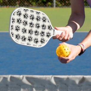 Schwarze Paws, Hundepfähle, Katzenpfähle, Kontur Pickleball Schläger