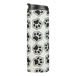 Schwarze Paws, Hundepfähle, Katzenpfähle, Kontur Thermosbecher