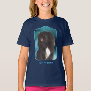 Schwarze Pekingesisch Blaue Wirbel Hund Kunst  T-Shirt